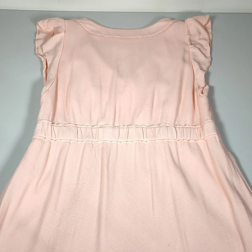 J. Crew Point Sur blush v-neck ruffle hem flutter‎ sleeve midi dress 10